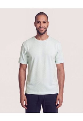 Camiseta Unicolor Texturizada Para Hombre Verde Ostu