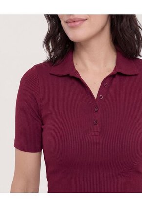 Polo Para Mujer Manga Corta Color Vino Marca Ostu #40110187