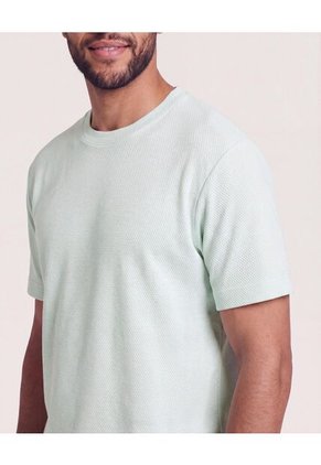 Camiseta Unicolor Texturizada Para Hombre Verde Ostu