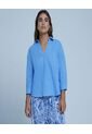 Camisa Para Mujer Manga 3/4 Color Azul  Marca Ostu #40010176 de Ostu