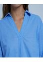Camisa Para Mujer Manga 3/4 Color Azul  Marca Ostu #40010176 de Ostu