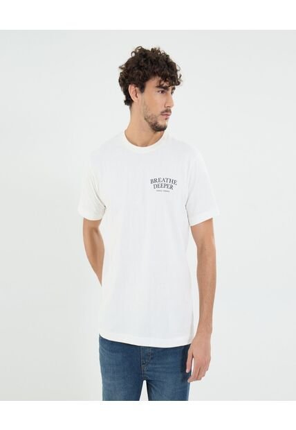 Camiseta Para Hombre Manga Corta Cuello Redondo Color Marfil Marca Ostu #60091644