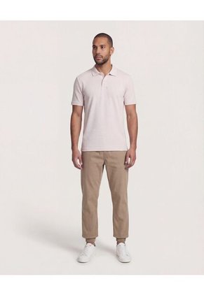 Polo  Para Hombre Cuello Tejido Sin Bolsillo Color Beige Marca Ostu #60110907