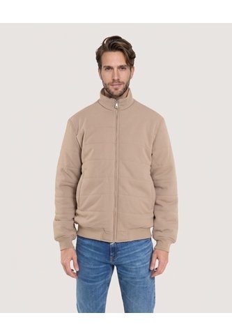 Chaqueta Acolchada Con Cierre Frontal  Para Hombre Beige Ostu Ostu