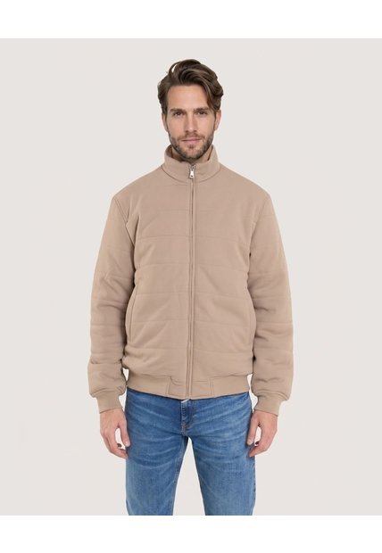 Chaqueta Acolchada Con Cierre Frontal  Para Hombre Beige Ostu