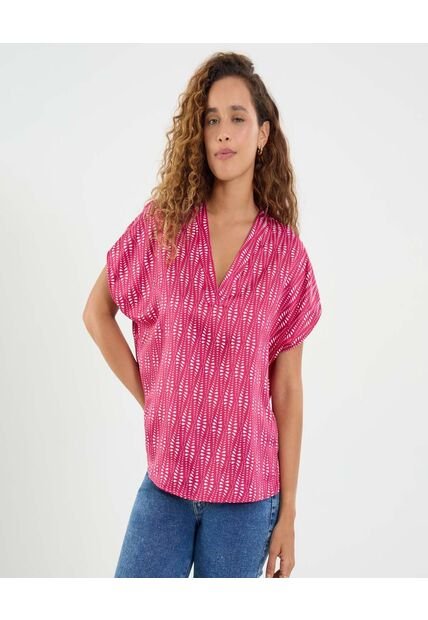 Blusa Para Mujer Manga Corta Color Vino Marca Ostu #40121163