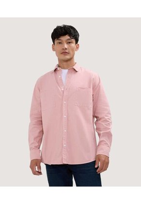 Camisa Para Hombre Manga Larga Con Bolsillo Color Rosado  Marca Ostu #60010679