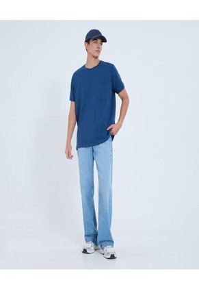 Camiseta Para Hombre Manga Corta Cuello Redondo Color Azul Marca Ostu #60091585