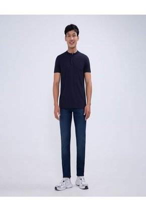 Polo Para Hombre Cuello Mao Sin Bolsillo Color Azul Oscuro Marca Ostu #60110611