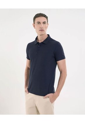 Polo Para Hombre Cuello Tejido Sin Bolsillo Color Azul Marca Ostu #60110580