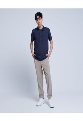 Polo Para Hombre Cuello Tejido Con Bolsillo Color Azul Medio Marca Ostu #60110574