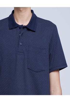 Polo Para Hombre Cuello Tejido Con Bolsillo Color Azul Medio Marca Ostu #60110574