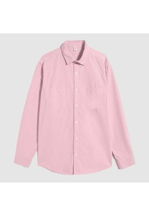 Camisa Para Hombre Manga Larga Con Bolsillo Color Rosado  Marca Ostu #60010679