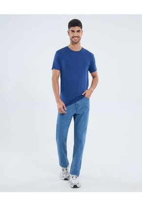 Camiseta Para Hombre Manga Corta Cuello Redondo Color Azul Marca Ostu #60091652