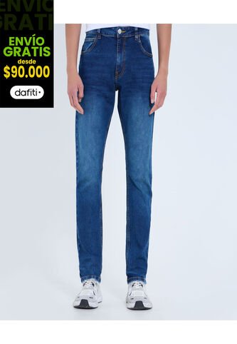 Jean Para Hombre Slim Color Azul Medio Marca Ostu #60160408 Ostu