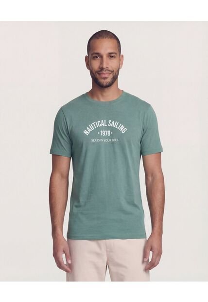 Camiseta  Para Hombre Manga Corta Cuello Redondo Color Verde Marca Ostu #60091900