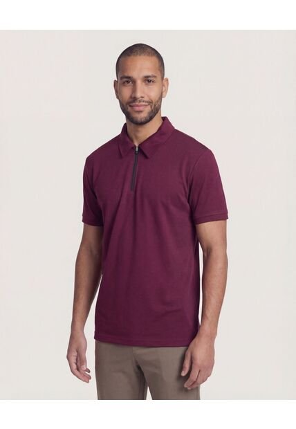 Polo  Para Hombre Cuello Maquina Sin Bolsillo Color Vino Marca Ostu #60110831