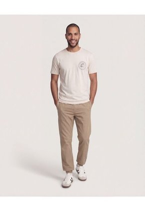 Camiseta  Para Hombre Manga Corta Cuello Redondo Color Beige Marca Ostu #60091896