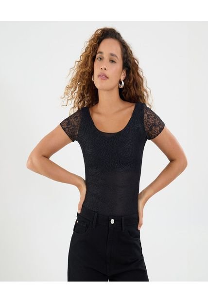 Body Para Mujer Manga Corta Color Negro Marca Ostu #40200183