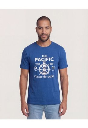 Camiseta Para Hombre Manga Corta Cuello Redondo Color Azul Marca Ostu #60091899