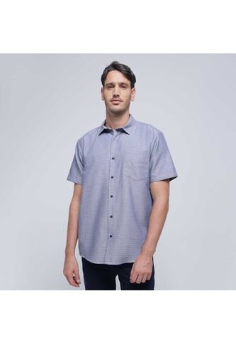 Camisa Para Hombre Manga Corta Con Bolsillo Color Azul  Marca Ostu #60010720 Ostu