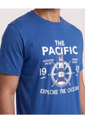 Camiseta Para Hombre Manga Corta Cuello Redondo Color Azul Marca Ostu #60091899