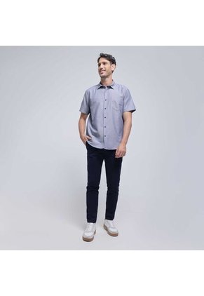 Camisa Para Hombre Manga Corta Con Bolsillo Color Azul  Marca Ostu #60010720