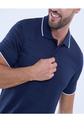 Polo Para Hombre Cuello Tejido Sin Bolsillo Color Azul  Marca Ostu #60110738