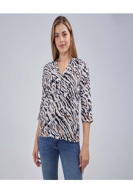 Blusa Para Mujer Manga 3/4 Color Crema Marca Ostu #40121034