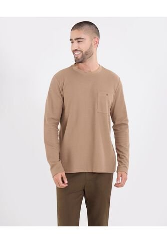 Camiseta  Para Hombre Manga Larga Cuello Redondo Color Café Marca Ostu #60091870 Ostu