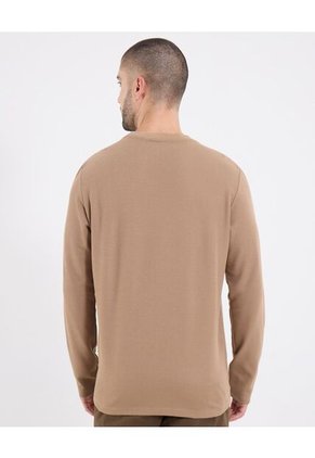 Camiseta  Para Hombre Manga Larga Cuello Redondo Color Café Marca Ostu #60091870