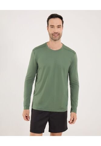 Camiseta Para Hombre Manga Larga Cuello Redondo Color Verde Marca Ostu #60091732 Ostu