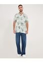 Camisa  Para Hombre Manga Corta Sin Bolsillo Cuello Resort Color Verde Marca Ostu #60010890 de Ostu