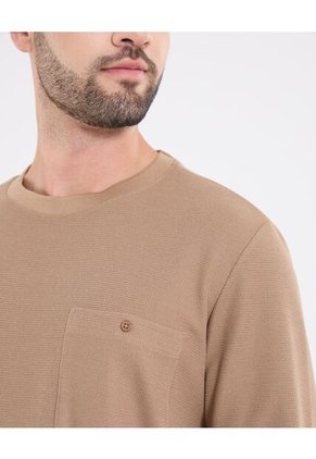 Camiseta  Para Hombre Manga Larga Cuello Redondo Color Café Marca Ostu #60091870