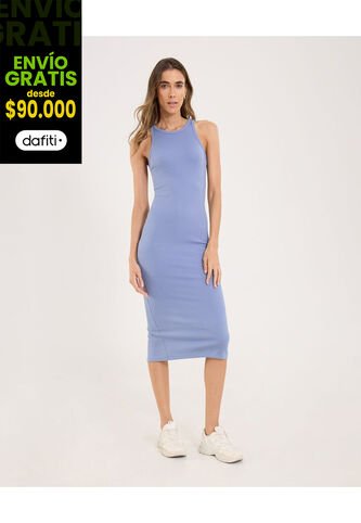 Vestido Para Mujer M/Sisa Largo Color Azul  Marca Ostu #40170301 Ostu