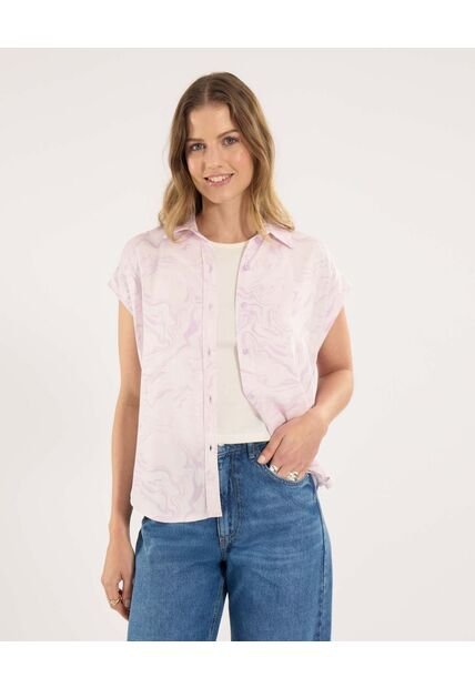 Camisa Para Mujer Manga Corta Color Lila Marca Ostu #40010338