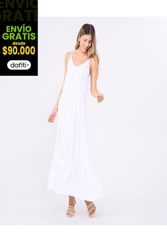 Vestido Para Mujer M/Sisa Largo Color Blanco Marca Ostu #40170314 Ostu