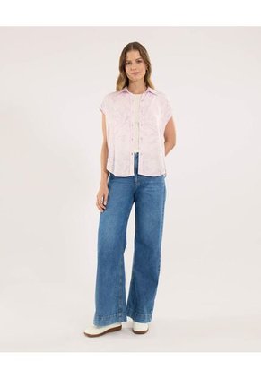 Camisa Para Mujer Manga Corta Color Lila Marca Ostu #40010338