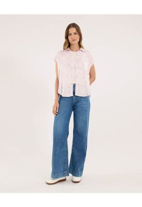 Camisa Para Mujer Manga Corta Color Lila Marca Ostu #40010338