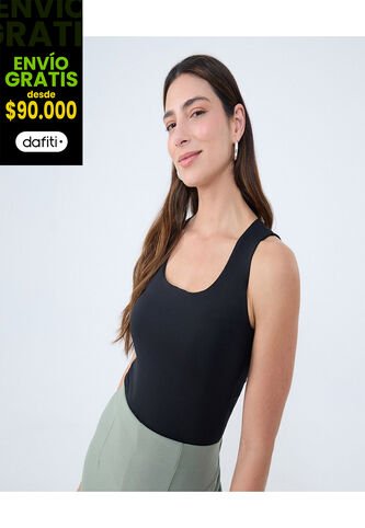 Top Para Mujer Cuello Redondo Color Negro Marca Ostu #40220409 Ostu