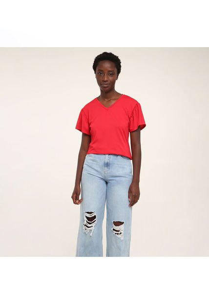 Camiseta Para Mujer Manga Corta Color Rojo Marca Ostu #40091554