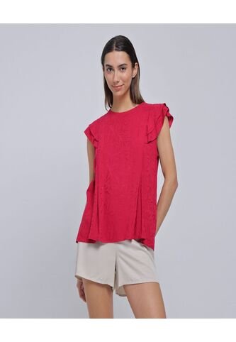 Blusa Para Mujer Manga Sisa Color Rojo Marca Ostu #40121017 Ostu