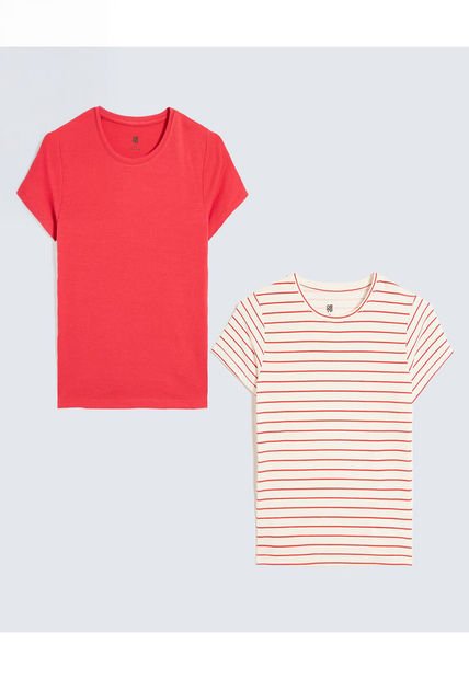 Camiseta Infantil Niña Manga Corta Cuello Redondo Color Rojo Marca Ostu #90090289