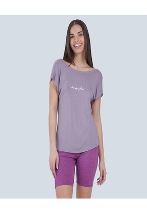 Camiseta Para Mujer Manga Corta Color Morado Marca Ostu #40091421