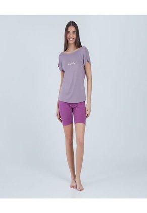 Camiseta Para Mujer Manga Corta Color Morado Marca Ostu #40091421