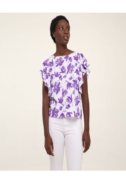 Blusa  Para Mujer Manga Corta Color Morado Marca Ostu #40120727