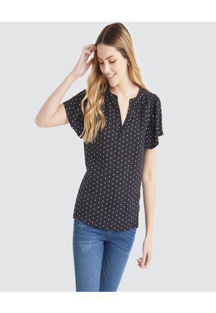 Blusa  Para Mujer Manga Corta Color Negro Marca Ostu #40120689