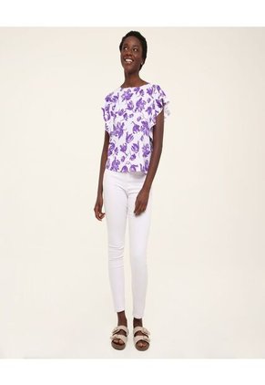 Blusa  Para Mujer Manga Corta Color Morado Marca Ostu #40120727