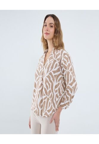 Camisa Para Mujer Manga 3/4 Color Hueso Marca Ostu #40010299 Ostu