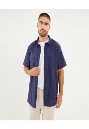 Camisa Para Hombre Manga Corta Con Bolsillo Cuello Casual M Color Azul Marca Ostu #60010831